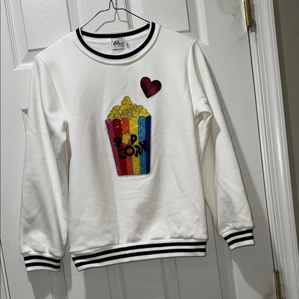 Lola and the Boys popcorn sweatshirt size 14 NWT